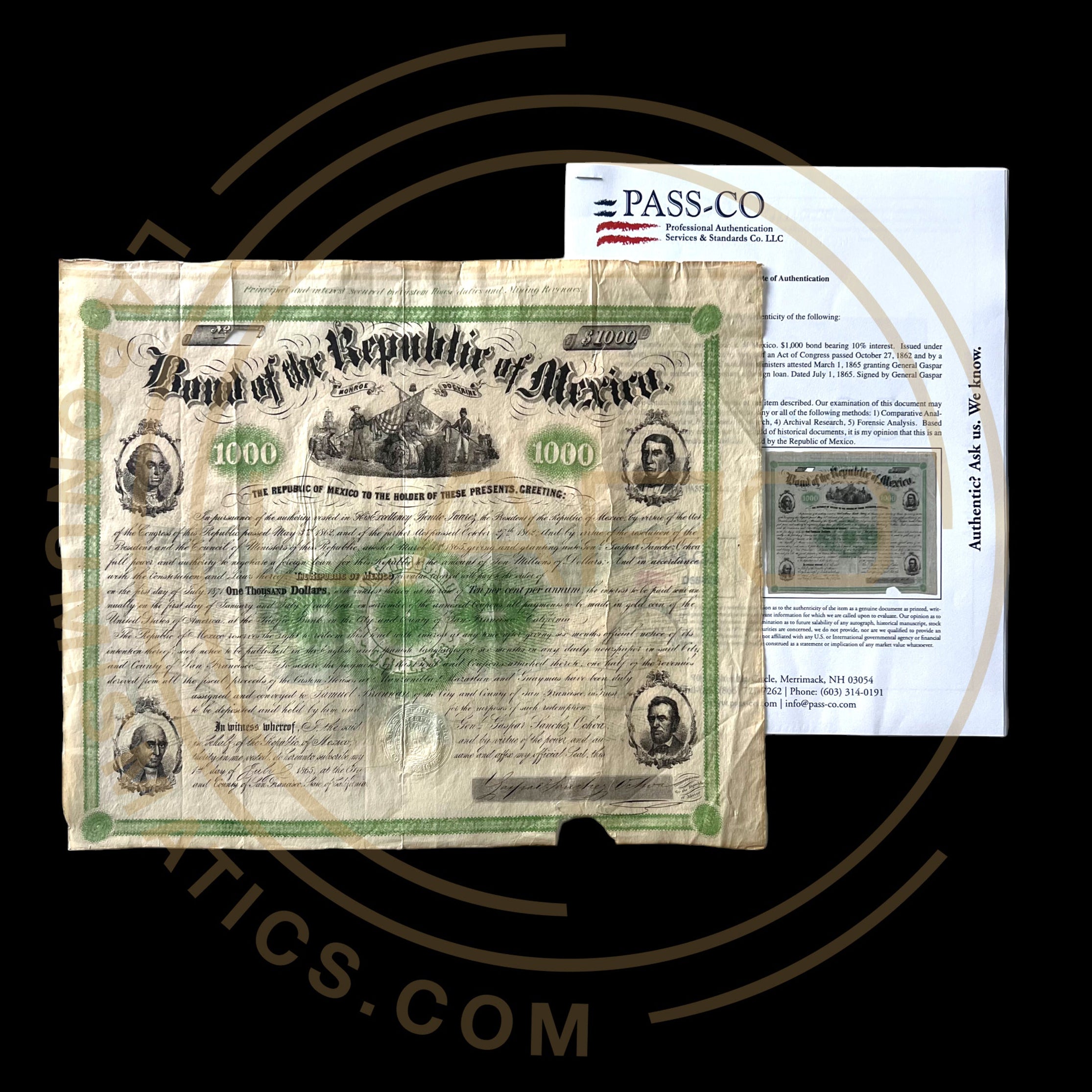 Four Presidents Bond With PASSCO Certificate of Authentication