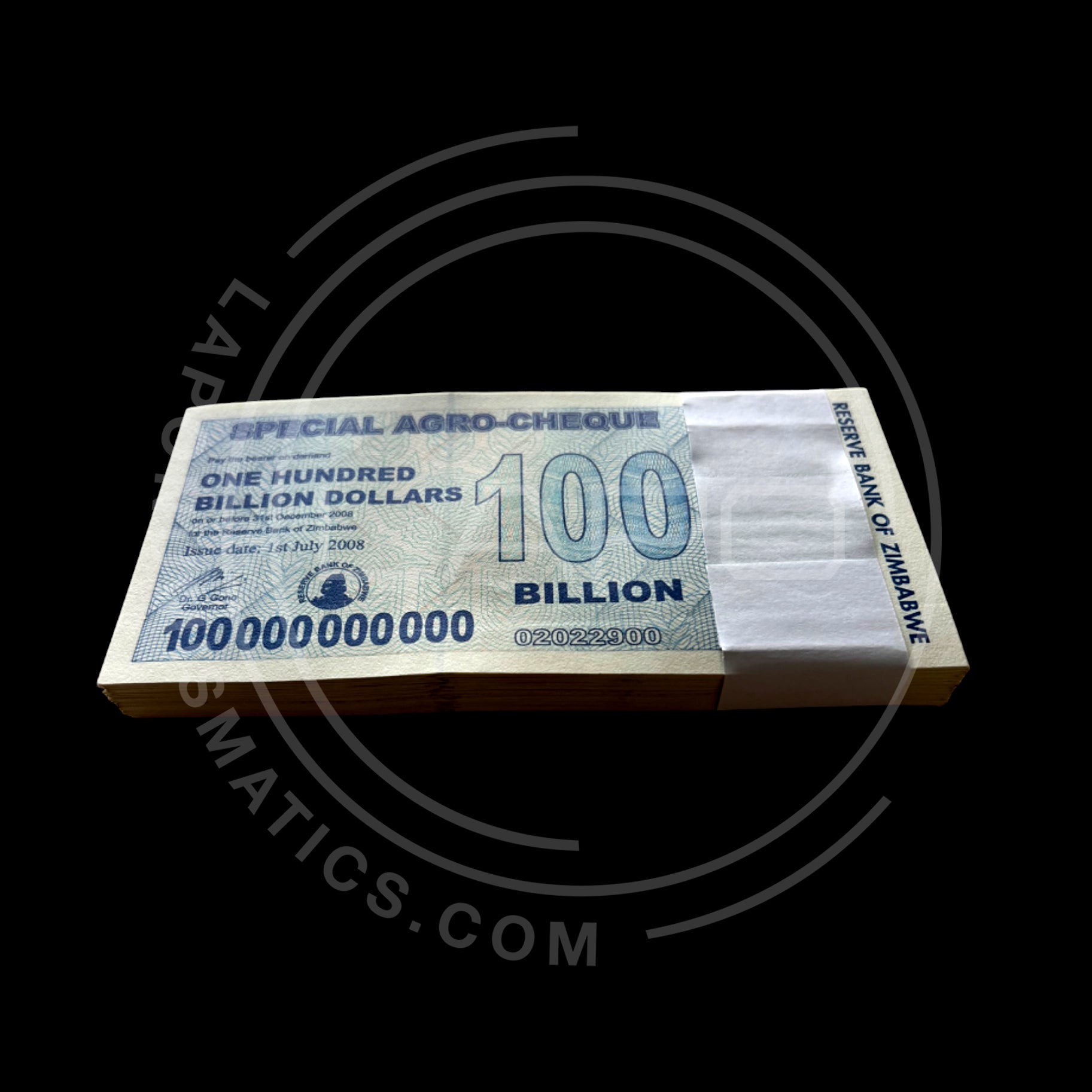 100 Pcs Zimbabwe Agro Cheque-100 Billion Dollars Pack  UNC New Banknotes
