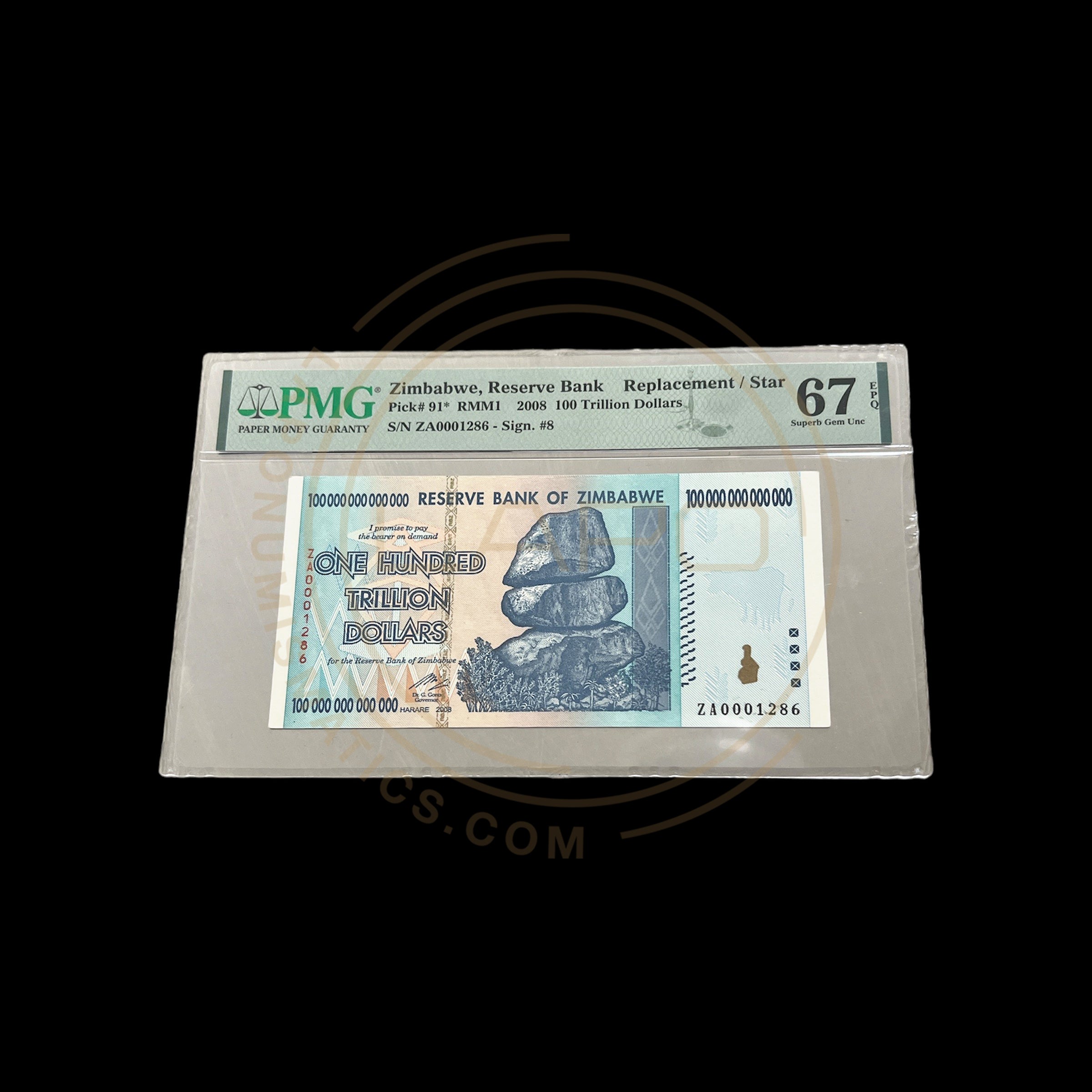 Zimbabwe-100 Trillion Dollar Pmg 67 Serie ZA