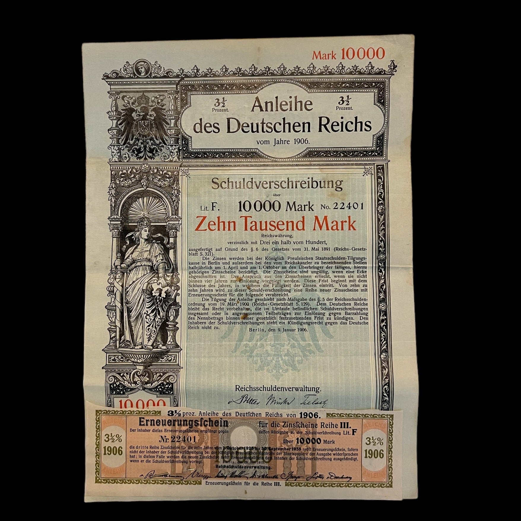 Préstamo de 1906 del Imperio Alemán 10.000 marcos