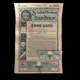1919 Schuldverfchreibung der Stadt Berlin 2000 Marks Bond