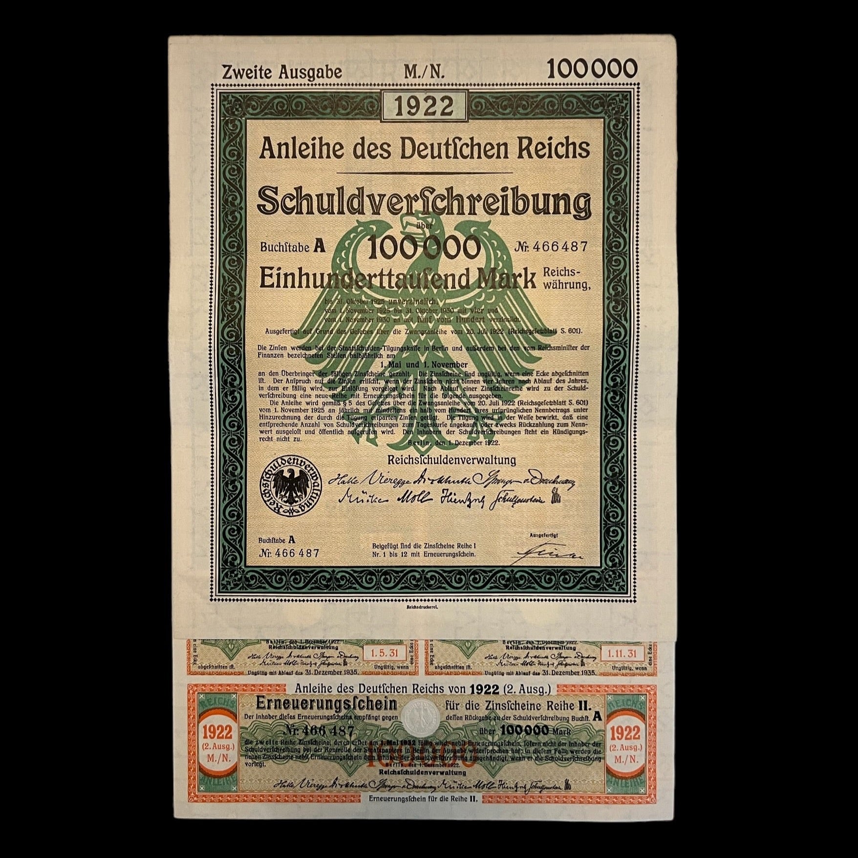 1922 Anleihe des Deutschen Reichs – 100,000 Mark