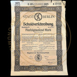 1923 Gobierno Alemán Ciudad de Berlín 8-18% Bono 50000 Marcos