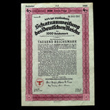 1936 German Reich 1,000 Reichsmark 4½% Treasury Bond with PASSCO COA