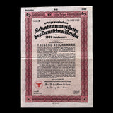 1937 German Reich 1,000 Reichsmark 4½% Treasury Bond with PASSCO COA
