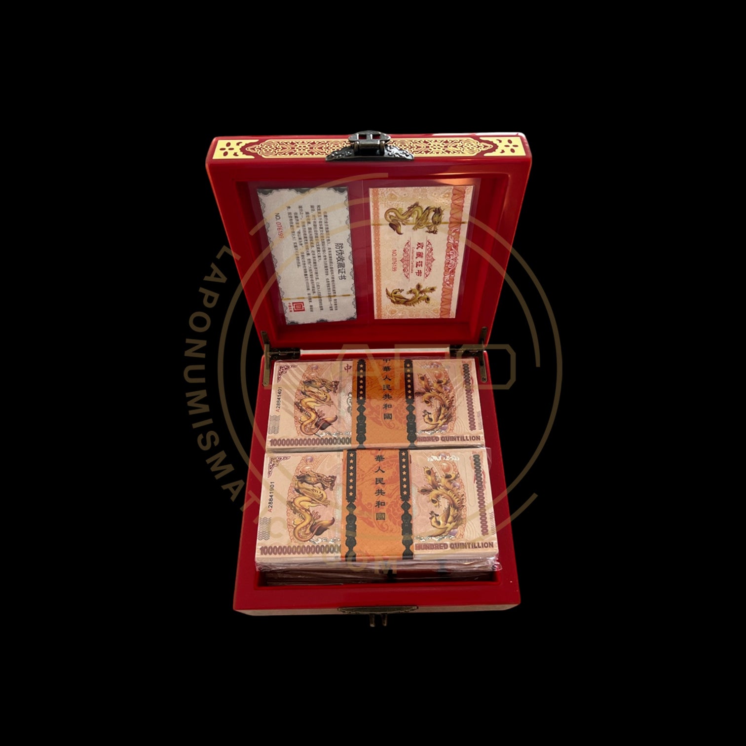 Yellow Dragon 100 Quintillion X 1000 Notes With Red Deluxe Box And Certificates