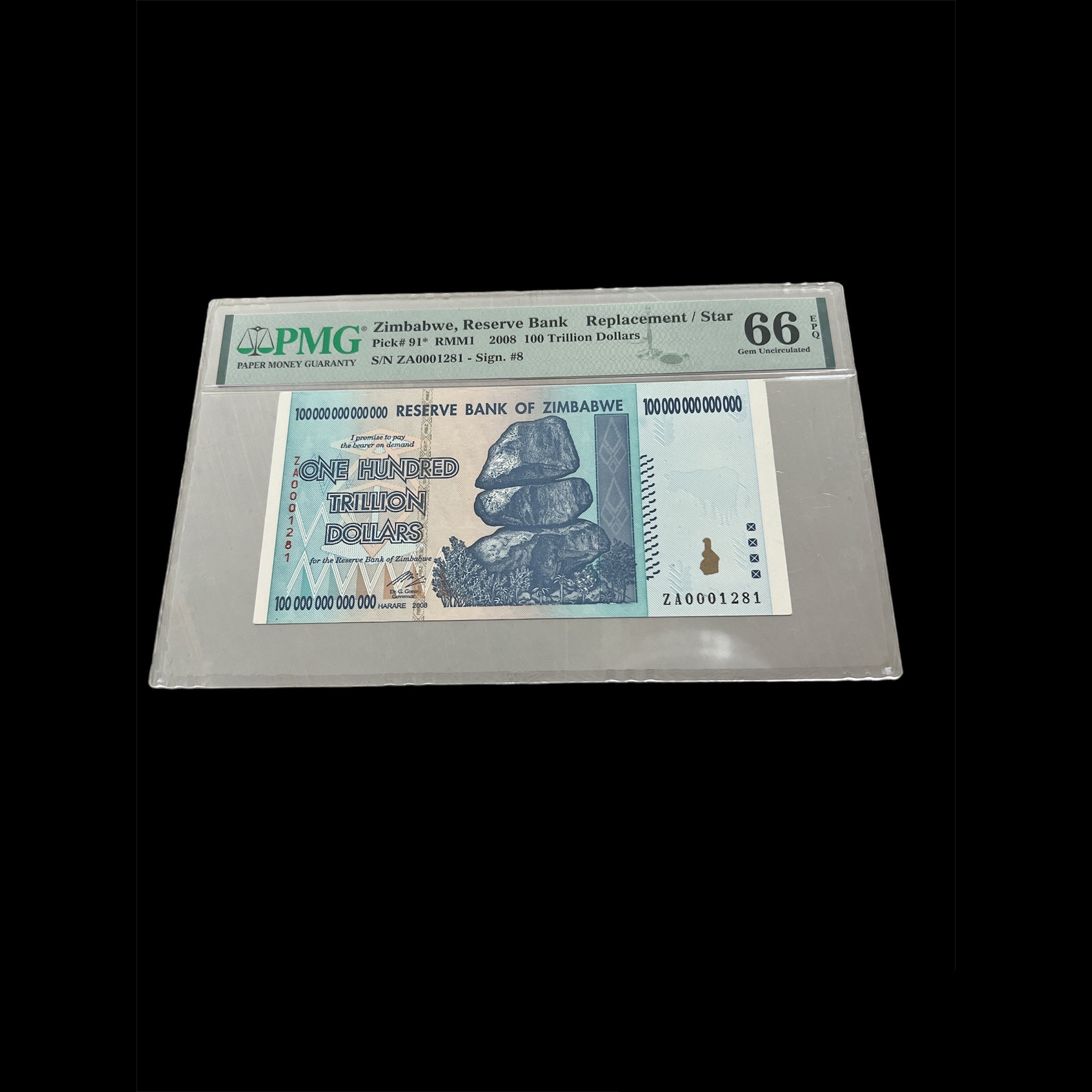 Zimbabwe-100 billones de dólares PMG 66 Serie ZA
