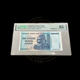 Zimbabwe-100 Trillion Dollar PMG 65 Printing Error No Logo Bird