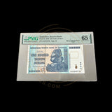 Zimbabwe-100 Trillion Dollar PMG 65 Printing Error No Cow