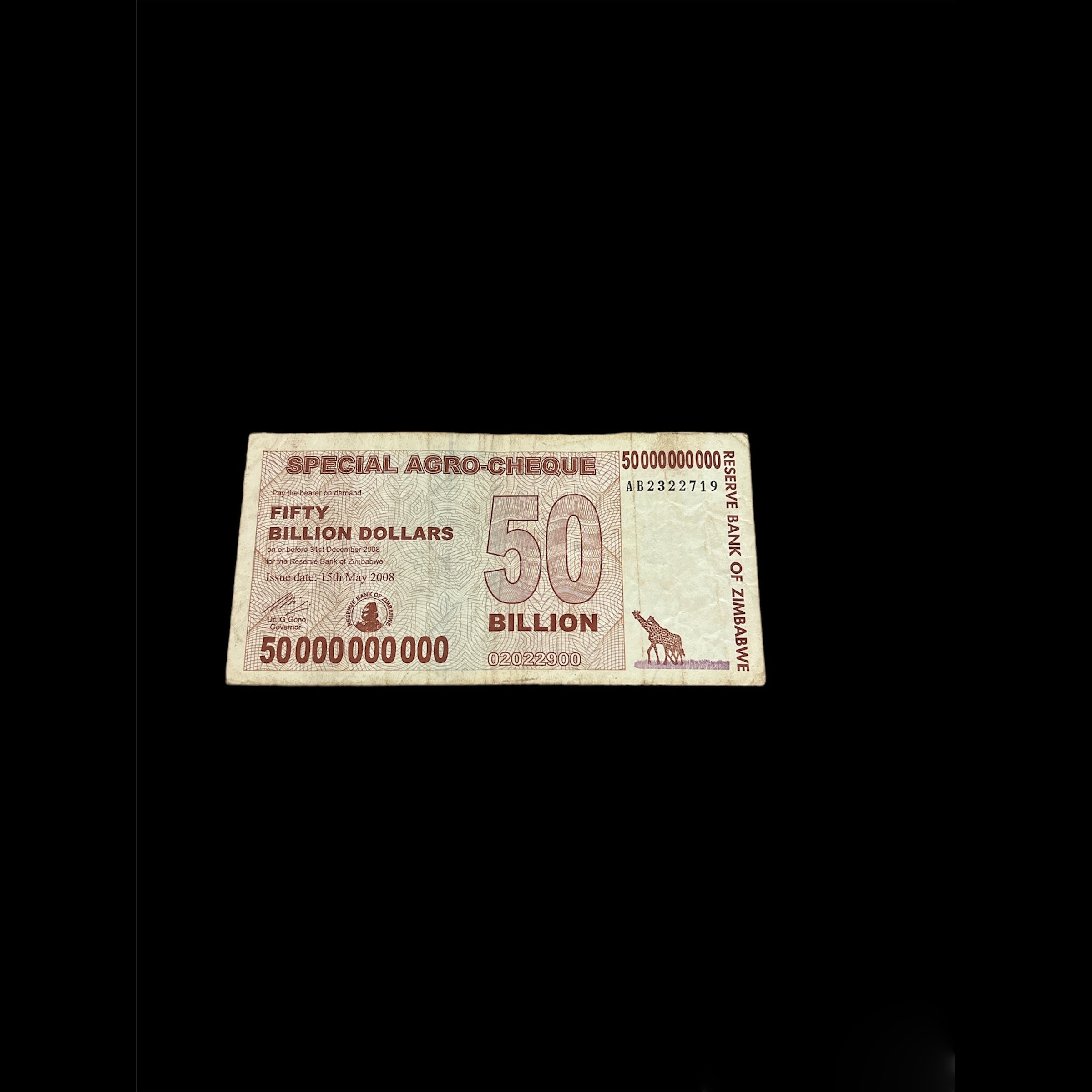 Zimbabwe Agro Cheque-50 Billion Dollars Circulated