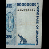 Zimbabwe Agro Cheque-100 Billion Dollars  UNC NEW